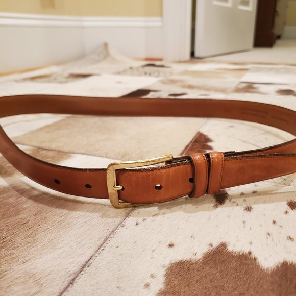 Allen Edmonds Other - Allen Edmonds Burnished Calf Brown Leather Belt Brass Colored Buckle Size 38